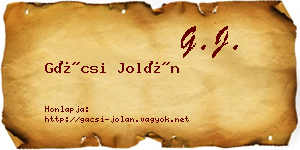 Gácsi Jolán névjegykártya